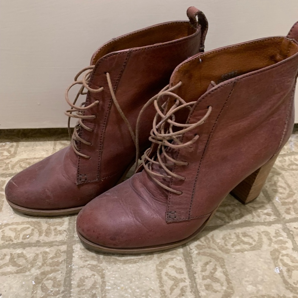 1937 footwear leather lace up booties